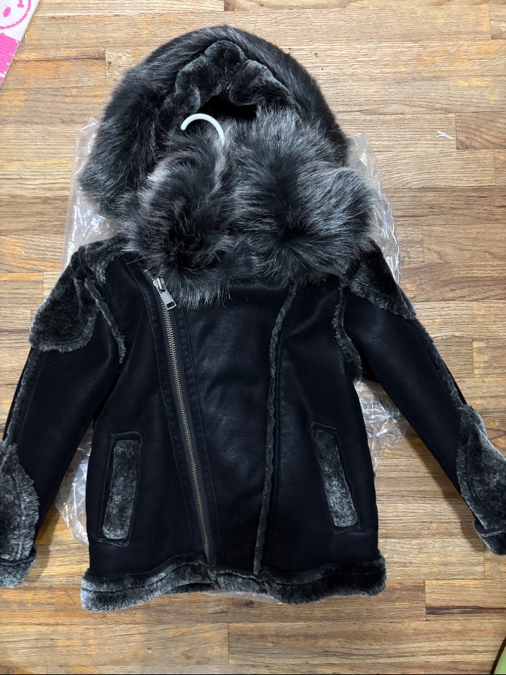 Jordan Craig Black Faux Fur Trim Kids Jacket